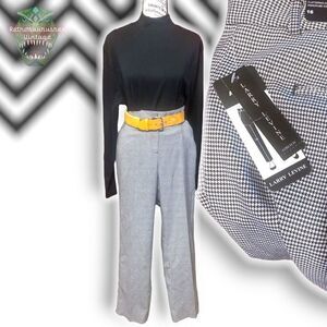 Larry Levine Houndstooth Plaid Stretch Ankle Slim Leg Trousers Pants, Size 16 Ne